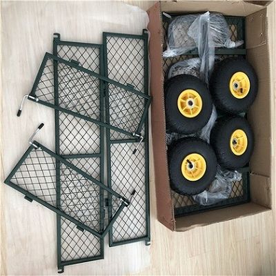 Heavy Duty 50L Garden Mesh Cart  Yard Steel Mesh Wagon Outdoor With 4 Wheels