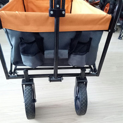 4 Wheels Foldable Wagon Cart Stainless Steel Frame Outdoor Folding Wagon