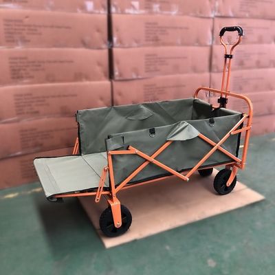 PVC Wheel Orange Folding Wagon Portable Beach Trolley Cart Camping Wagon