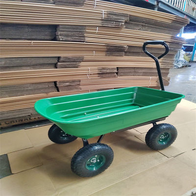 75L 4 Wheel Garden Dump Cart Garden Tipper Cart With Pneumatic Tires