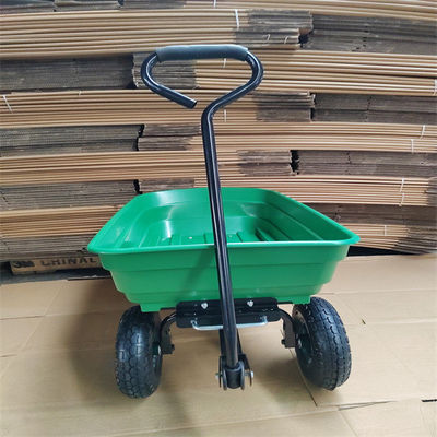 75L 4 Wheel Garden Dump Cart Garden Tipper Cart With Pneumatic Tires