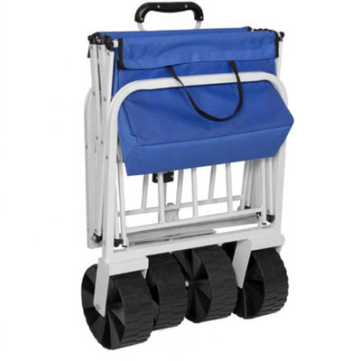 Retractable Handle Collapsible Camping Trolley Folding Wagon With Rubber Wheels PP