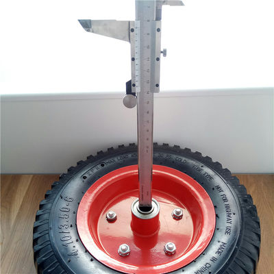 350-6 Red Steel Rim Pneumatic Trolley Wheels Rubber Pneumatic Sack Truck Wheels