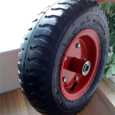 350-6 Red Steel Rim Pneumatic Trolley Wheels Rubber Pneumatic Sack Truck Wheels