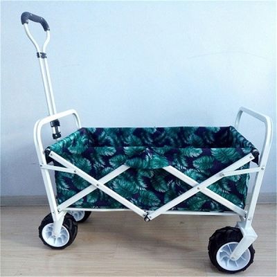 7&quot; PU Wheel Folding Garden Carts Wide Beach Cart Trolley 70kgs