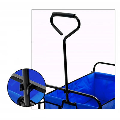 Portable Blue Collapsible Wagon Hiking Heavy Duty Folding Wagon Four Wheel