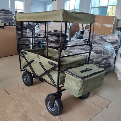 87cm Beach Folding Wagon With Canopy 106cm Folding Beach Trolley 600D Oxford Fabric