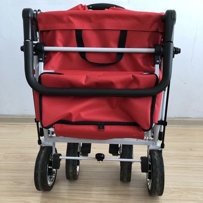 Utility Wagon Folding Cart 8 Inch Foldable Beach Trolley With Canopy 600D Oxford Fabric