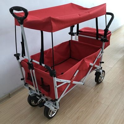 Utility Wagon Folding Cart 8 Inch Foldable Beach Trolley With Canopy 600D Oxford Fabric