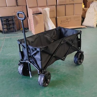 Black Collapsible Wagon Cart Heavy Duty 70kg Folding Camping Wagon Festival Cart