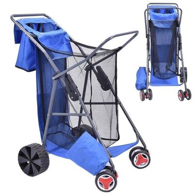 600D Oxford Fabric Folding Fishing Cart Collapsible Fishing Trolley With Big Wheel