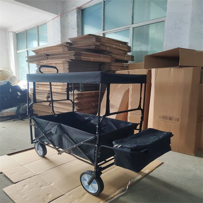 Deluxe Storage Folding Beach Wagon Folding Trolley With Canopy Outdoor