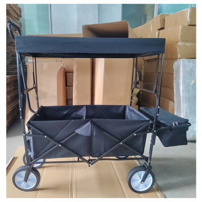 Deluxe Storage Folding Beach Wagon Folding Trolley With Canopy Outdoor