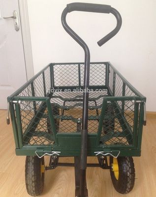 Heavy Duty 75L Garden Mesh Cart with Removable Mesh Sides to Convert into Flatbed, Utility Metal Wagon