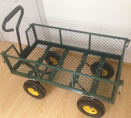 Heavy Duty 75L Garden Mesh Cart with Removable Mesh Sides to Convert into Flatbed, Utility Metal Wagon