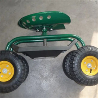 Steel Garden Cart Rolling Work Seat Steerable Rolling Work Seat Metal Scooter Cart