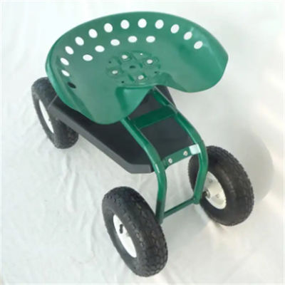 Steel Garden Cart Rolling Work Seat Steerable Rolling Work Seat Metal Scooter Cart