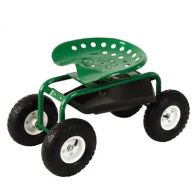 Steel Garden Cart Rolling Work Seat Steerable Rolling Work Seat Metal Scooter Cart