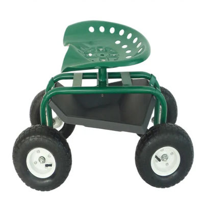 Steel Garden Cart Rolling Work Seat Steerable Rolling Work Seat Metal Scooter Cart