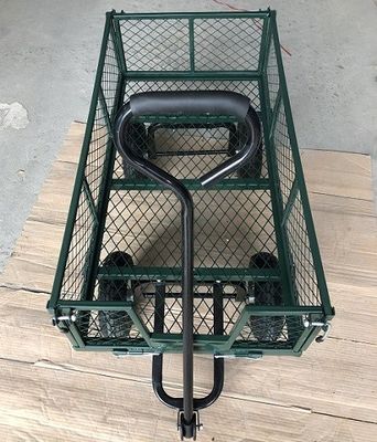 50L Utility Mesh Steel Garden Cart Folding Utility Wagon with Removable Sides and 4.10/3.50-4 inch Wheels