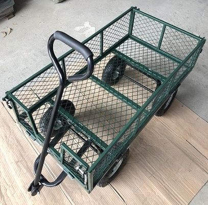 50L Utility Mesh Steel Garden Cart Folding Utility Wagon with Removable Sides and 4.10/3.50-4 inch Wheels