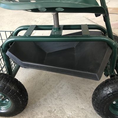 Heavy Duty Garden Rolling Work Seat With Tool Tray Planting Orange