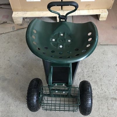 Adjustable Garden Rolling Work Seat Rolling Seat For Gardening Trolley With Swivel Seat