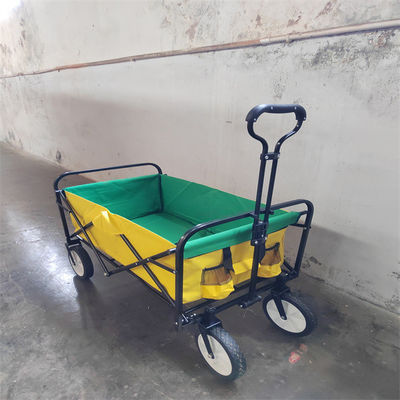 Activities Storage Portable 4 Wheels Folding Beach Wagon With Adjustable Handle
