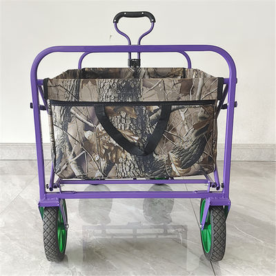 PVC Coating Folding Wagon Cart With Retractable Handle Double Oxford Cloth Pockets