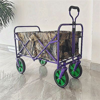 PVC Coating Folding Wagon Cart With Retractable Handle Double Oxford Cloth Pockets