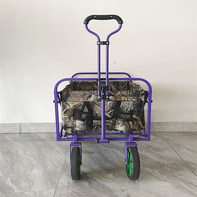 PVC Coating Folding Wagon Cart With Retractable Handle Double Oxford Cloth Pockets
