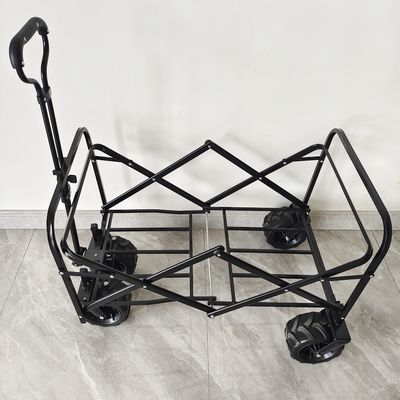 Outdoor Camping Collapsible Wagon Cart Four Wide Wheels Steel Body Structure