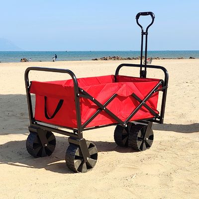 Wide Wheels Practical Foldable Beach Cart Welding Industrial Storage Folding Wagon