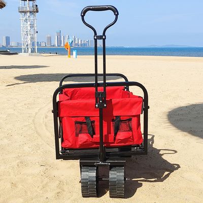 Wide Wheels Practical Foldable Beach Cart Welding Industrial Storage Folding Wagon