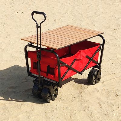 Wide Wheels Practical Foldable Beach Cart Welding Industrial Storage Folding Wagon
