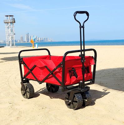 Wide Wheels Practical Foldable Beach Cart Welding Industrial Storage Folding Wagon