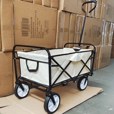 Pvc Wheels Camping Wagon Cart Foldable Luggage Trolley With Single Handle And Cloth
