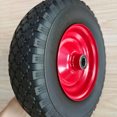 3.50-6 Tire Red Steel Rim Sack Barrow Rubber Pneumatic Trolley Wheels 10 Inch