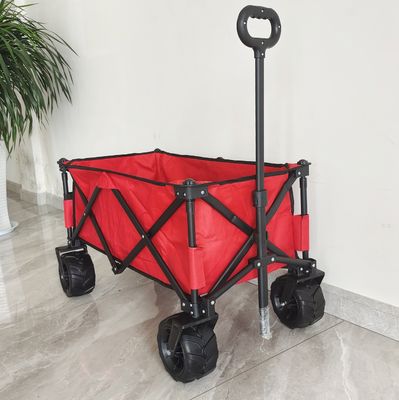 O-Type Adjustable Handle Folding Wagon Pu Wide Wheel Foldable Beach Camping Cart