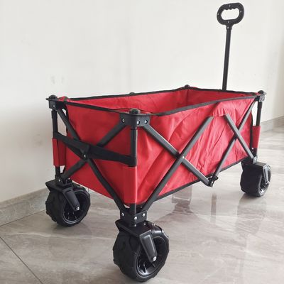 O-Type Adjustable Handle Folding Wagon Pu Wide Wheel Foldable Beach Camping Cart