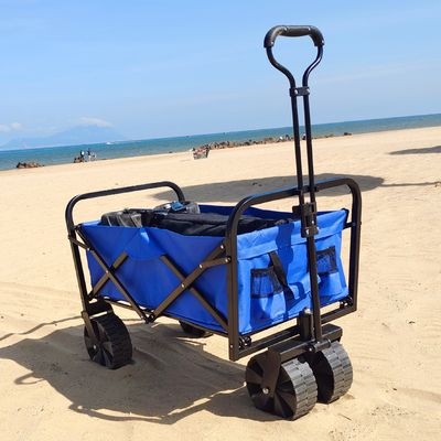 Folding Camping Cart Wide PP Wheels Large Capacity Collapsible Beach Wagon Cart