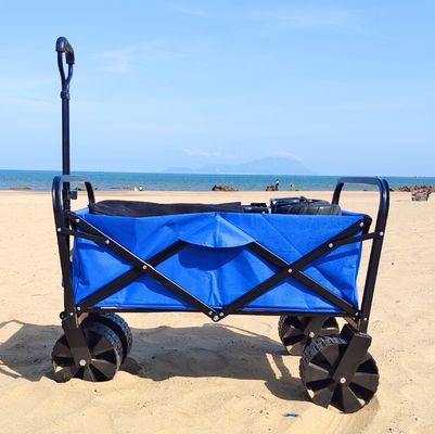 Folding Camping Cart Wide PP Wheels Large Capacity Collapsible Beach Wagon Cart