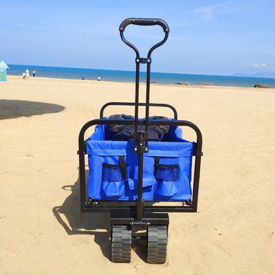 Folding Camping Cart Wide PP Wheels Large Capacity Collapsible Beach Wagon Cart