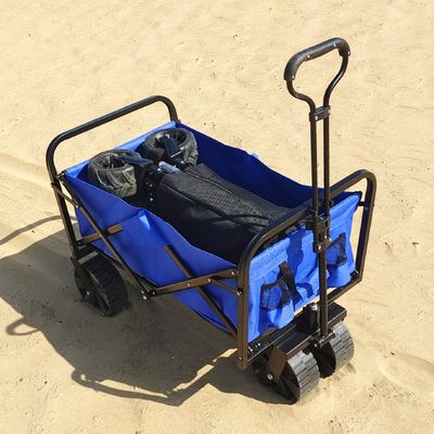 Folding Camping Cart Wide PP Wheels Large Capacity Collapsible Beach Wagon Cart