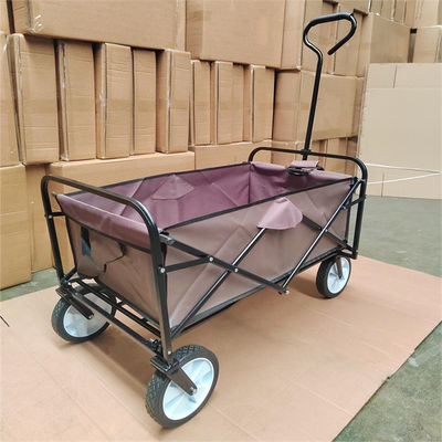Brown Customizable Folding 4 PVC Wheels Wagon Cart All Direction Foldable