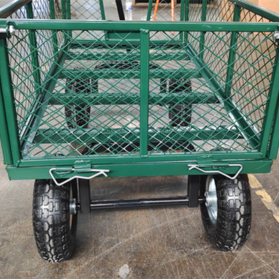 Heavy Duty Four Wheel Metal Mesh Garden Wagon - Perfect for Outdoor Tasks