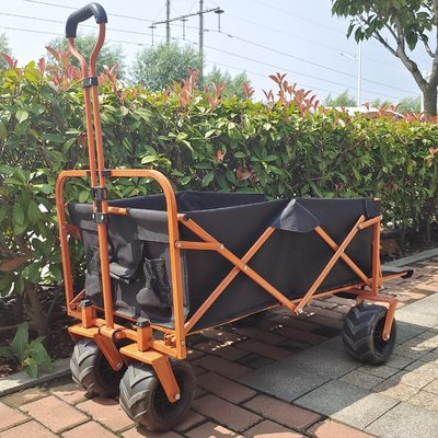 Rear Side Opening Structure Folding Beach Wagon Cart Wide Wheels Camping Cart