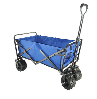 Folding Wagon Stretching Handle Collapsible Camping Cart Folding Beach Trolley