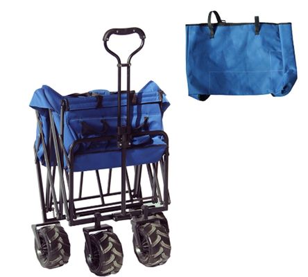 Folding Wagon Stretching Handle Collapsible Camping Cart Folding Beach Trolley