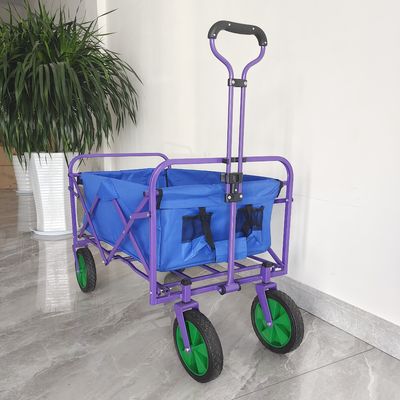 Double Layers Cloth Camping Cart 8 Inch PVC Wheel Portable Hand Trolley Folding Wagon